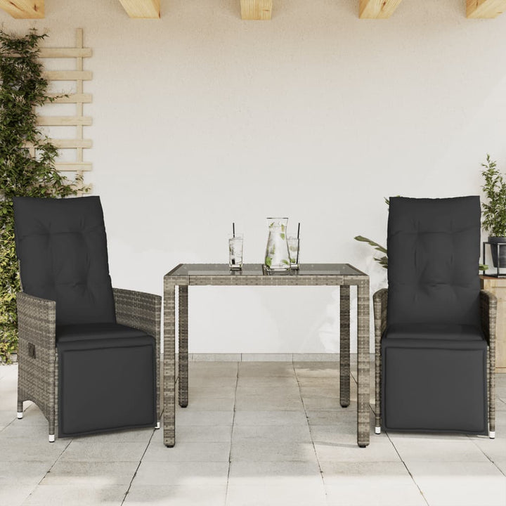 Caféset Med Dynor 3 Delar Konstrotting Grå