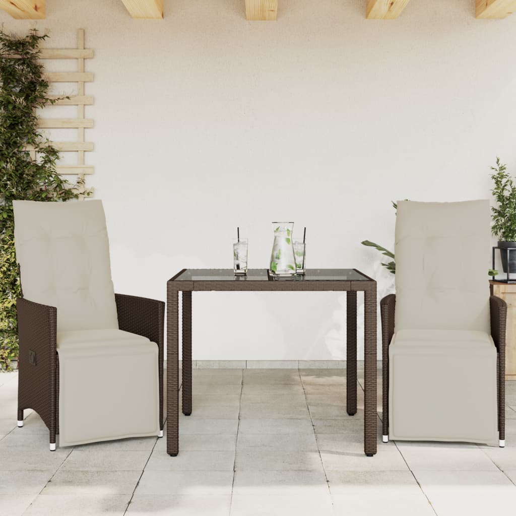 Matgrupp För Trädgården Med Dynor 5 Delar Brun Konstrotting