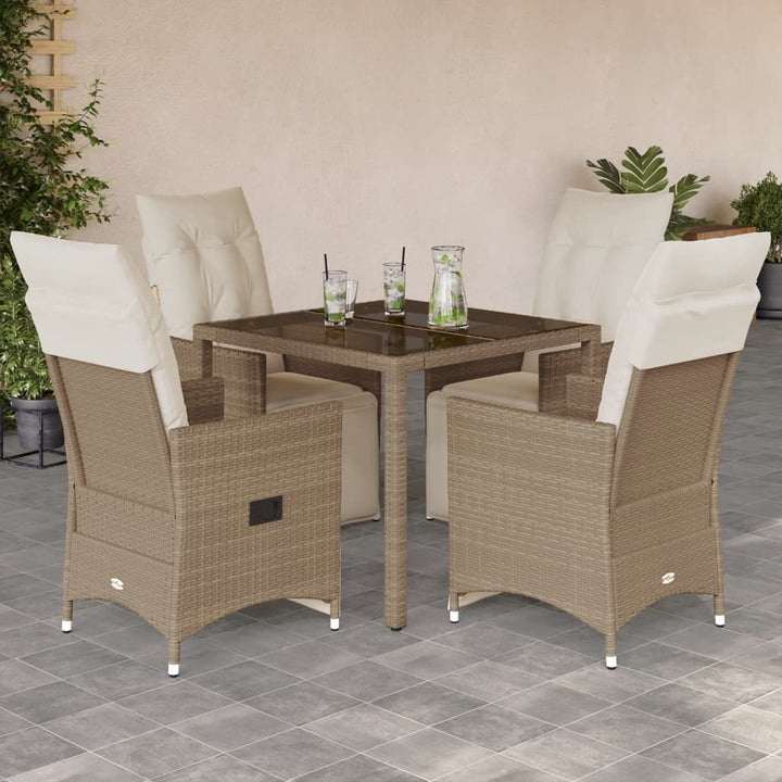 Caféset För Trädgården 3 Delar Med Dynor Beige Konstrotting