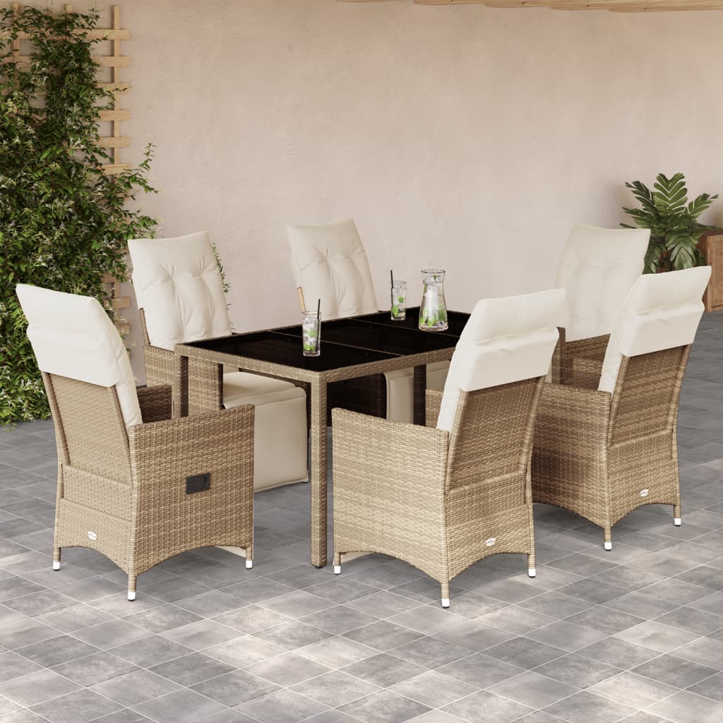 Caféset För Trädgården 3 Delar Med Dynor Beige Konstrotting