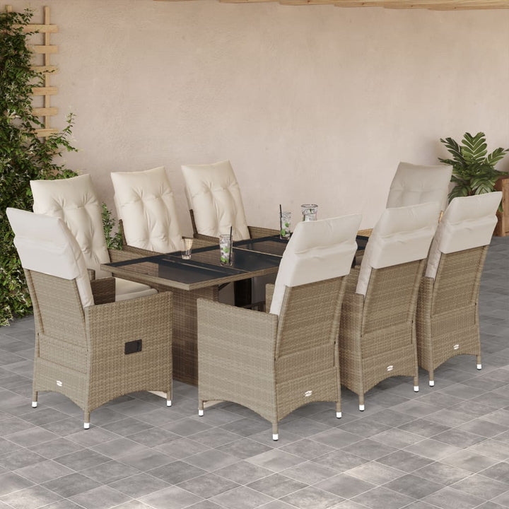 Caféset För Trädgården 3 Delar Med Dynor Beige Konstrotting