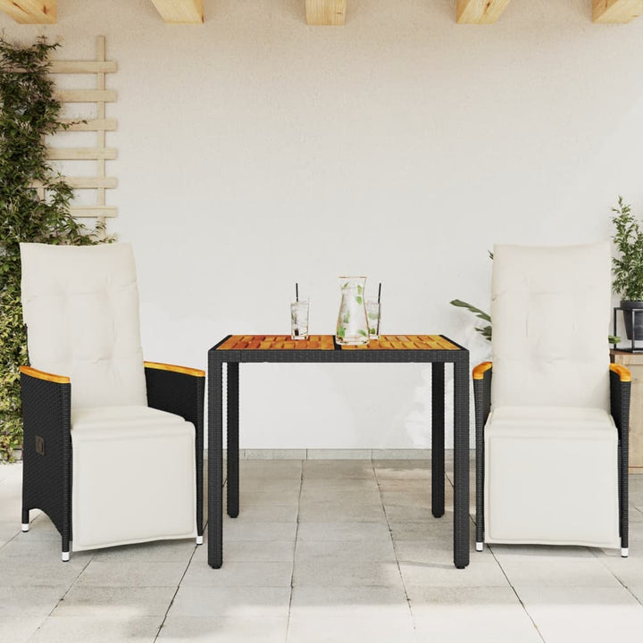 Matgrupp För Trädgården Med Dynor 7 Delar Svart Konstrotting