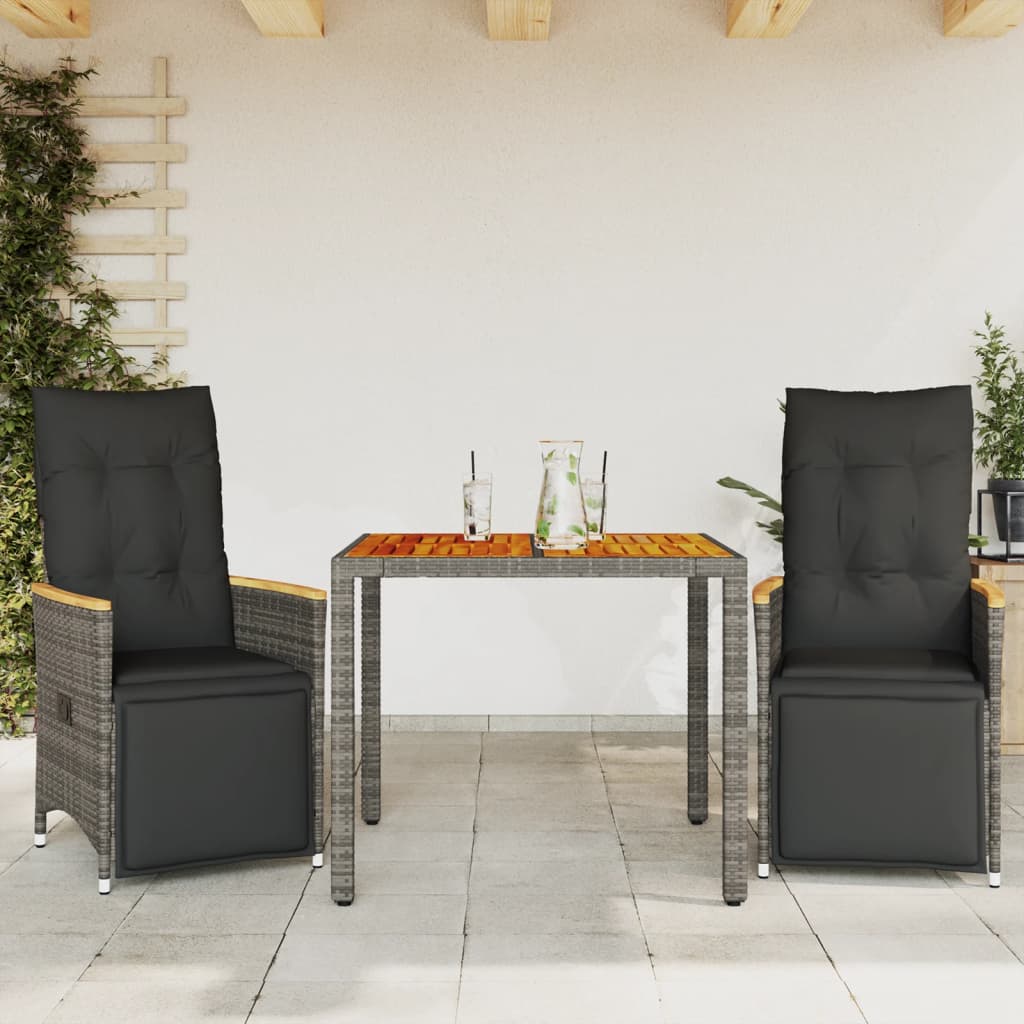 Matgrupp För Trädgården Med Dynor 7 Delar Svart Konstrotting