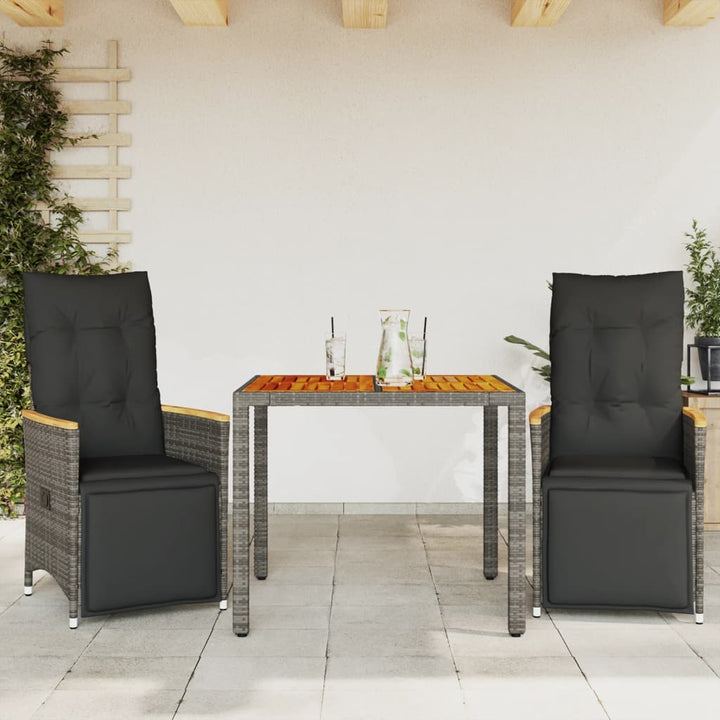 Matgrupp För Trädgården Med Dynor 7 Delar Svart Konstrotting