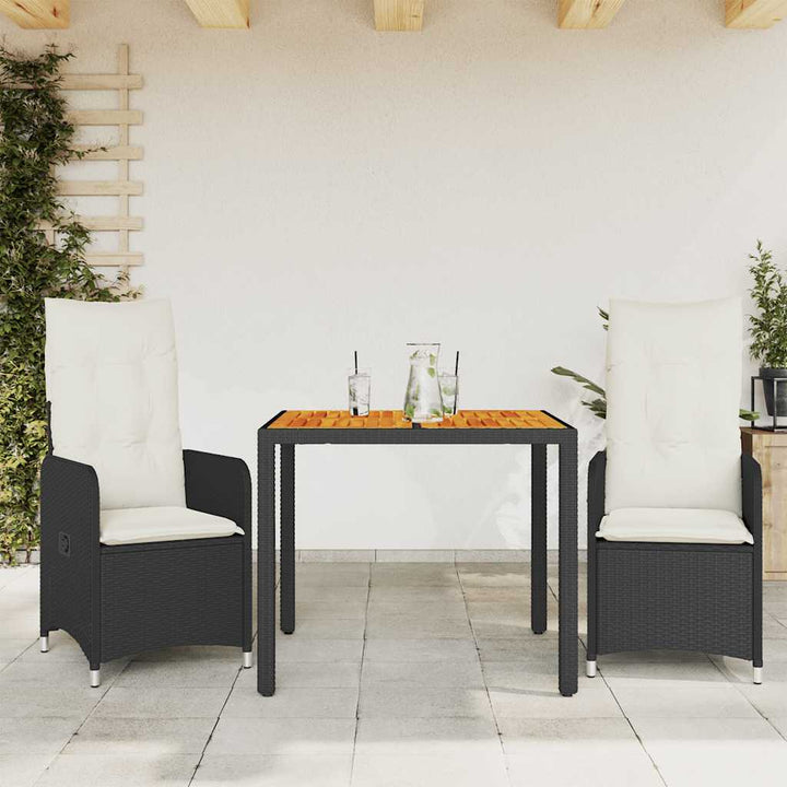 Matgrupp För Trädgården Med Dynor 7 Delar Svart Konstrotting