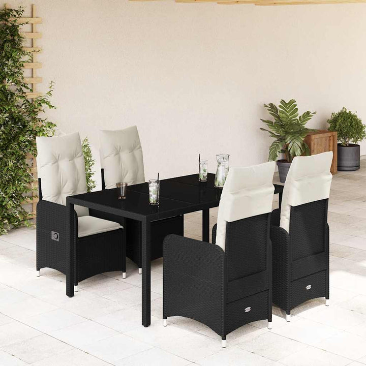 Caféset Med Dynor 5 Delar Konstrotting Svart