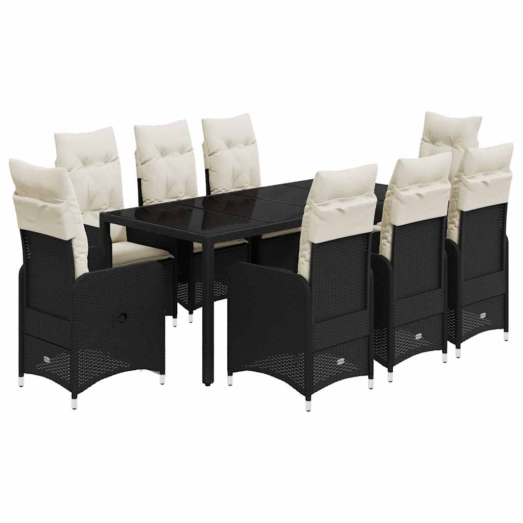 Caféset Med Dynor 9 Delar Konstrotting Svart