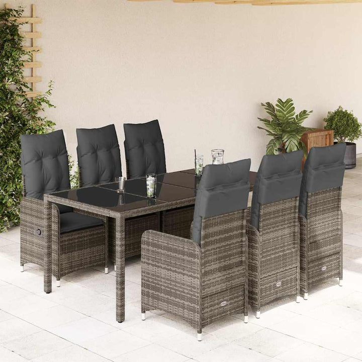 Caféset Med Dynor 7 Delar Konstrotting Grå