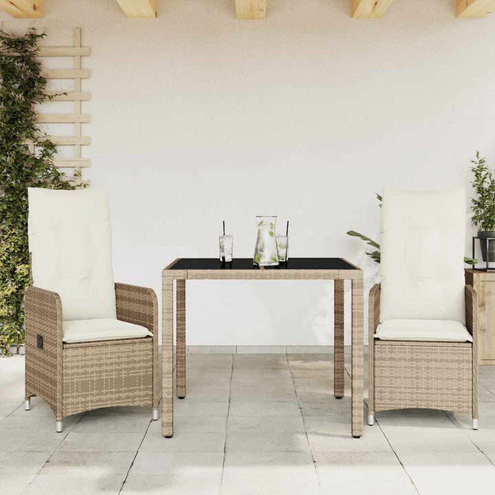 Caféset För Trädgården 5 Delar Med Dynor Beige Konstrotting