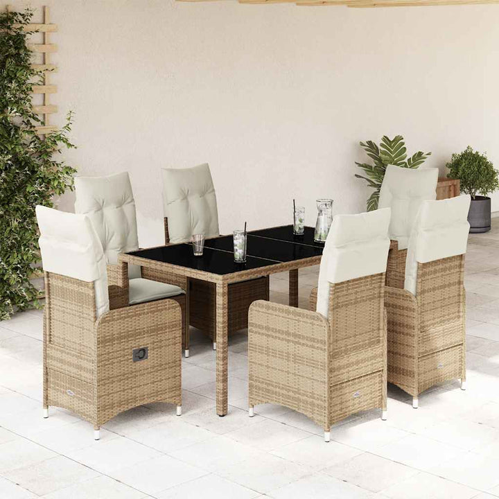 Caféset För Trädgården 5 Delar Med Dynor Beige Konstrotting