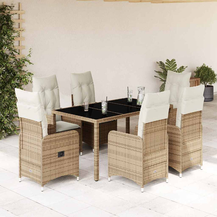 Caféset För Trädgården 5 Delar Med Dynor Beige Konstrotting