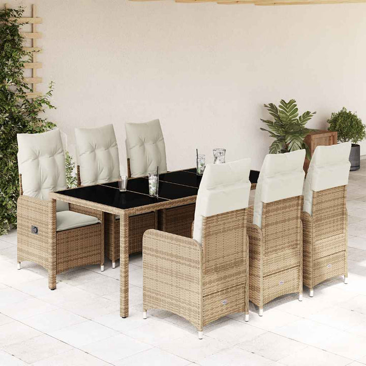 Caféset För Trädgården 5 Delar Med Dynor Beige Konstrotting