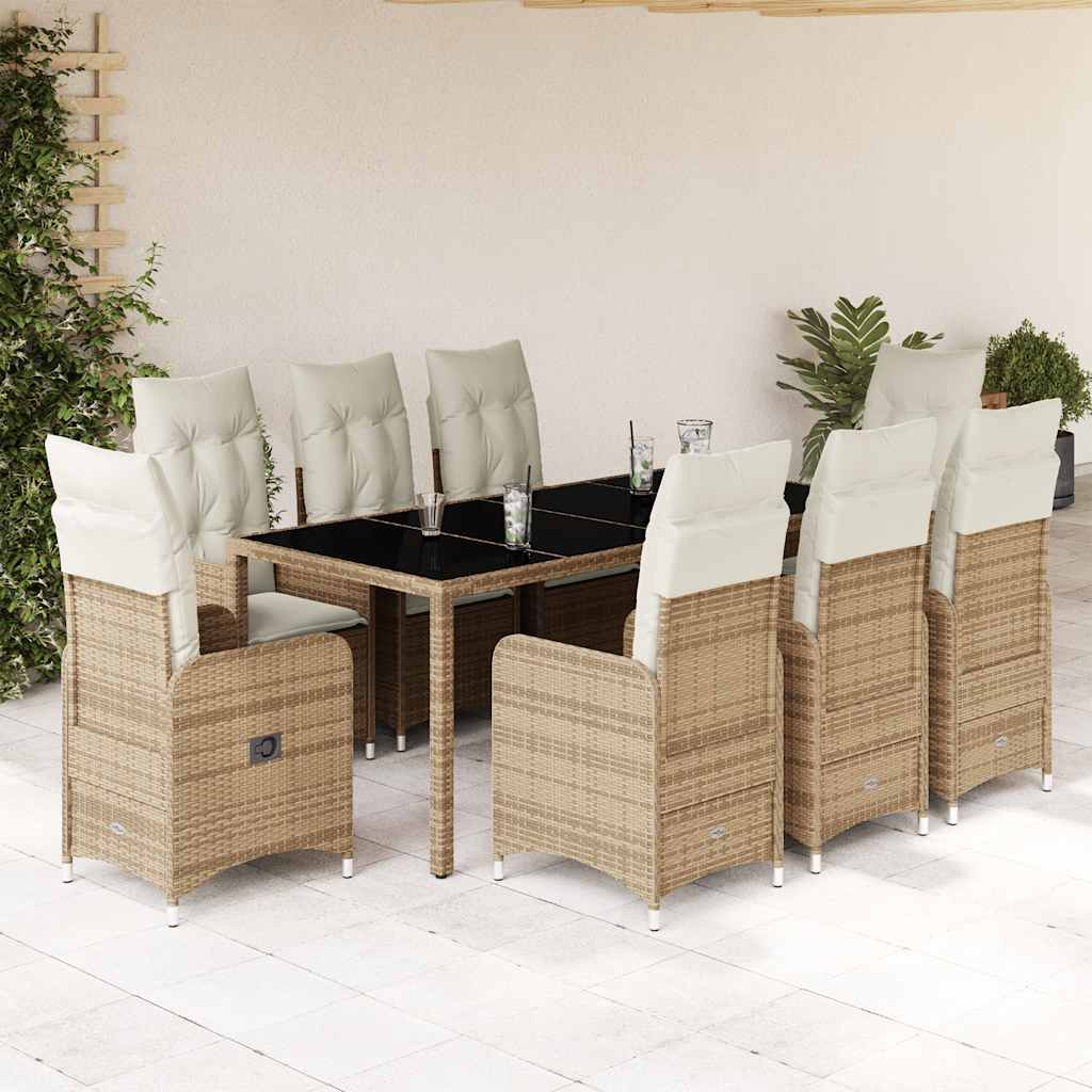 Caféset För Trädgården 5 Delar Med Dynor Beige Konstrotting