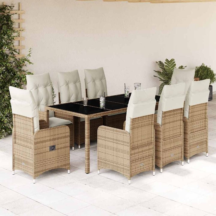 Caféset För Trädgården 5 Delar Med Dynor Beige Konstrotting