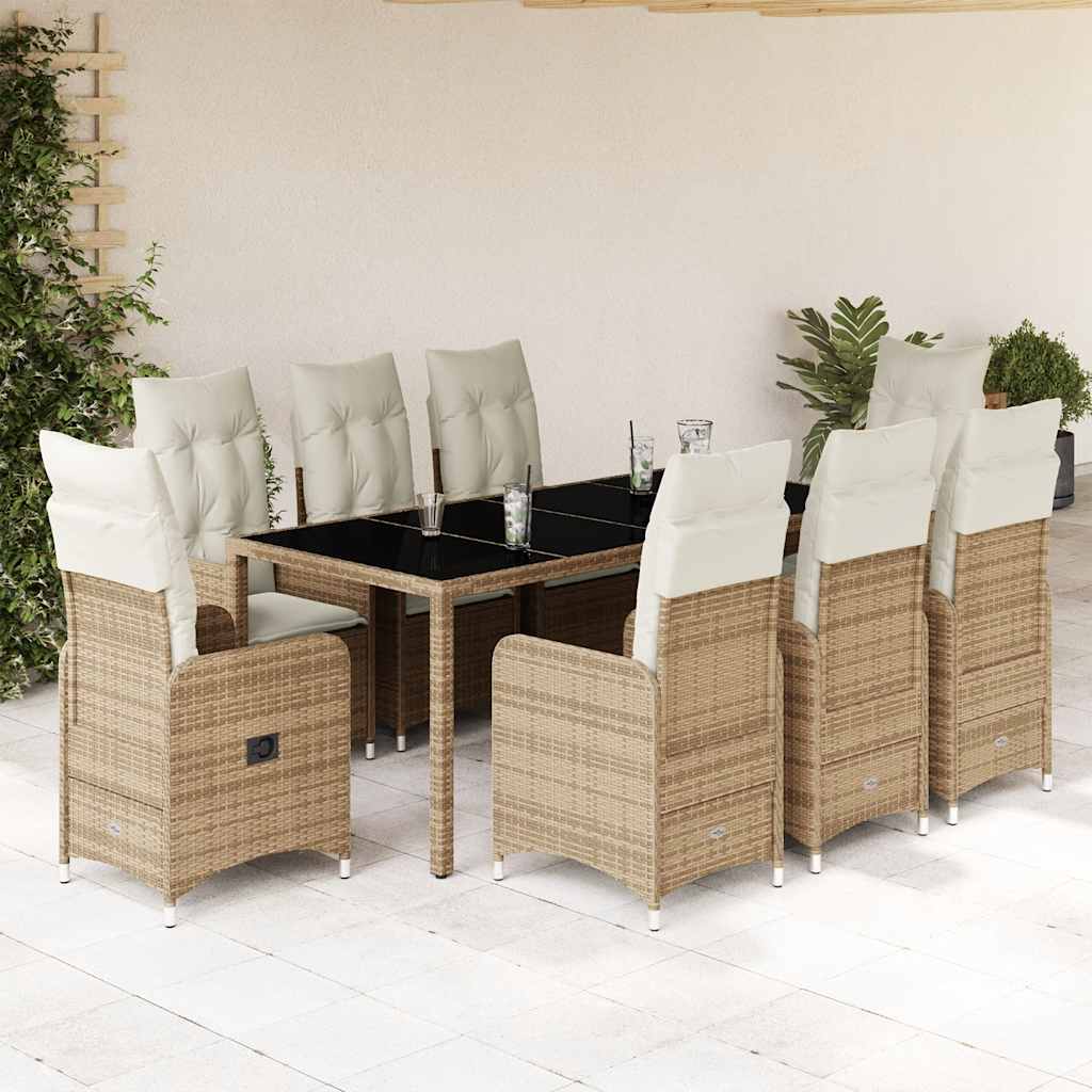 Caféset För Trädgården 5 Delar Med Dynor Beige Konstrotting