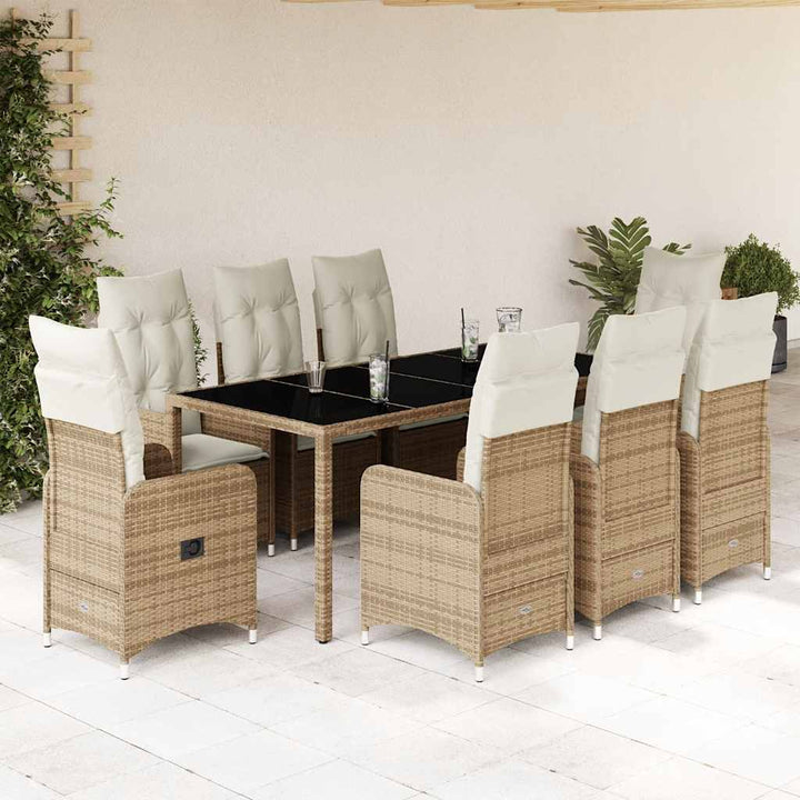 Caféset För Trädgården 5 Delar Med Dynor Beige Konstrotting