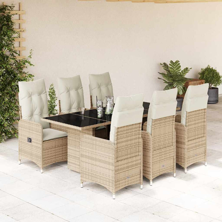 Caféset För Trädgården 5 Delar Med Dynor Beige Konstrotting