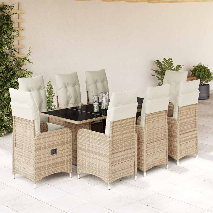 Caféset För Trädgården 5 Delar Med Dynor Beige Konstrotting