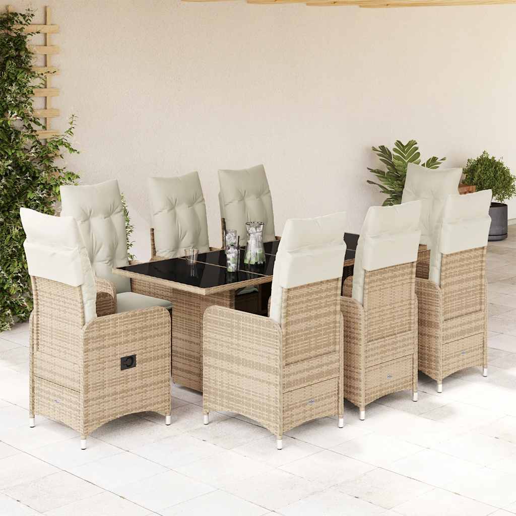 Caféset För Trädgården 5 Delar Med Dynor Beige Konstrotting