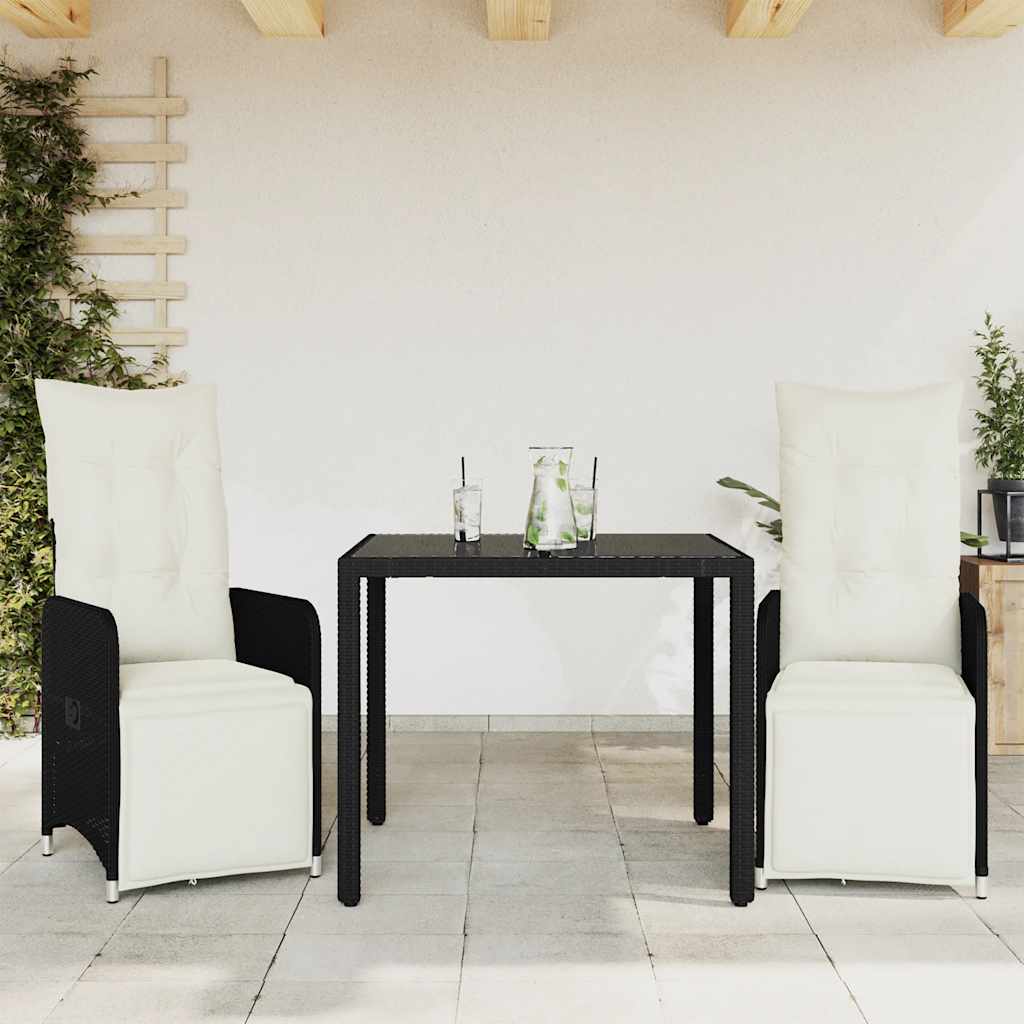 Matgrupp För Dgården Med Dynor 7 Delar Svart Konstrotting