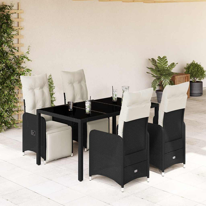 Matgrupp För Dgården Med Dynor 7 Delar Svart Konstrotting