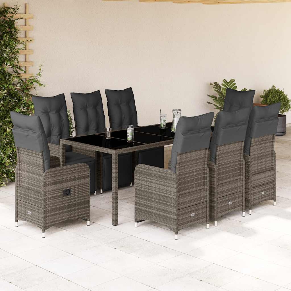 Caféset Med Dynor 9 Delar Konstrotting Grå