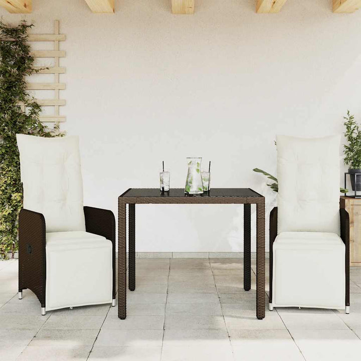 Caféset Med Dynor 3 Delar Brun Konstrotting