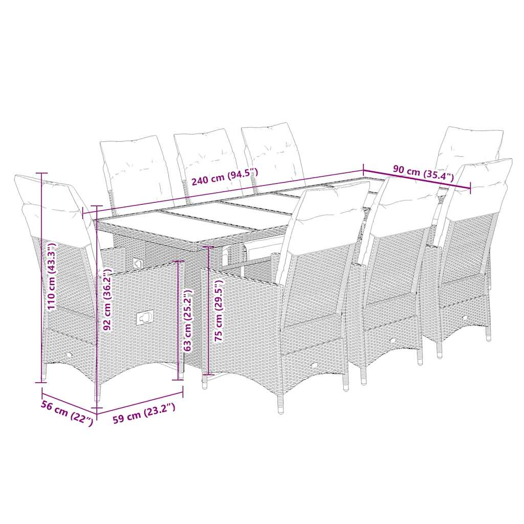 Caféset Med Dynor 9 Delar Konstrotting