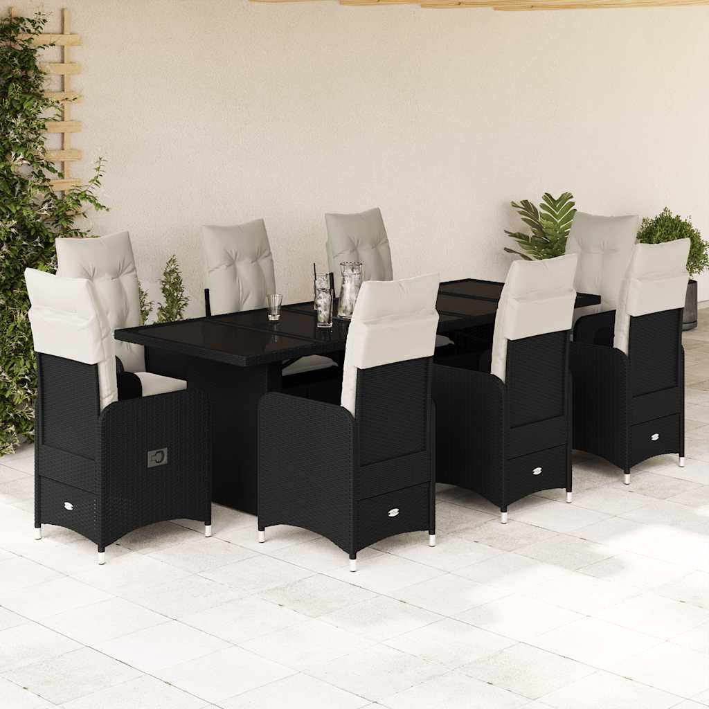 Caféset Med Dynor 9 Delar Konstrotting Svart