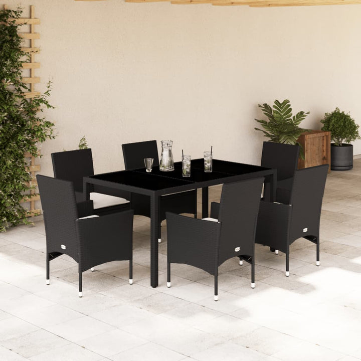 Matgrupp För Trädgården Med Dynor 7 Delar Konstrotting&amp;Glas
