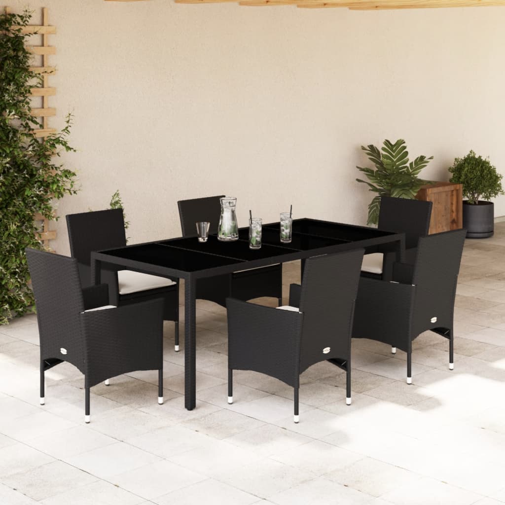 Matgrupp För Trädgården Med Dynor 7 Delar Konstrotting&amp;Glas