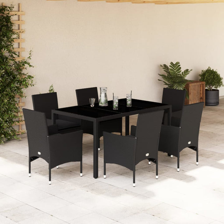 Matgrupp För Trädgården Med Dynor 7 Delar Konstrotting&amp;Glas