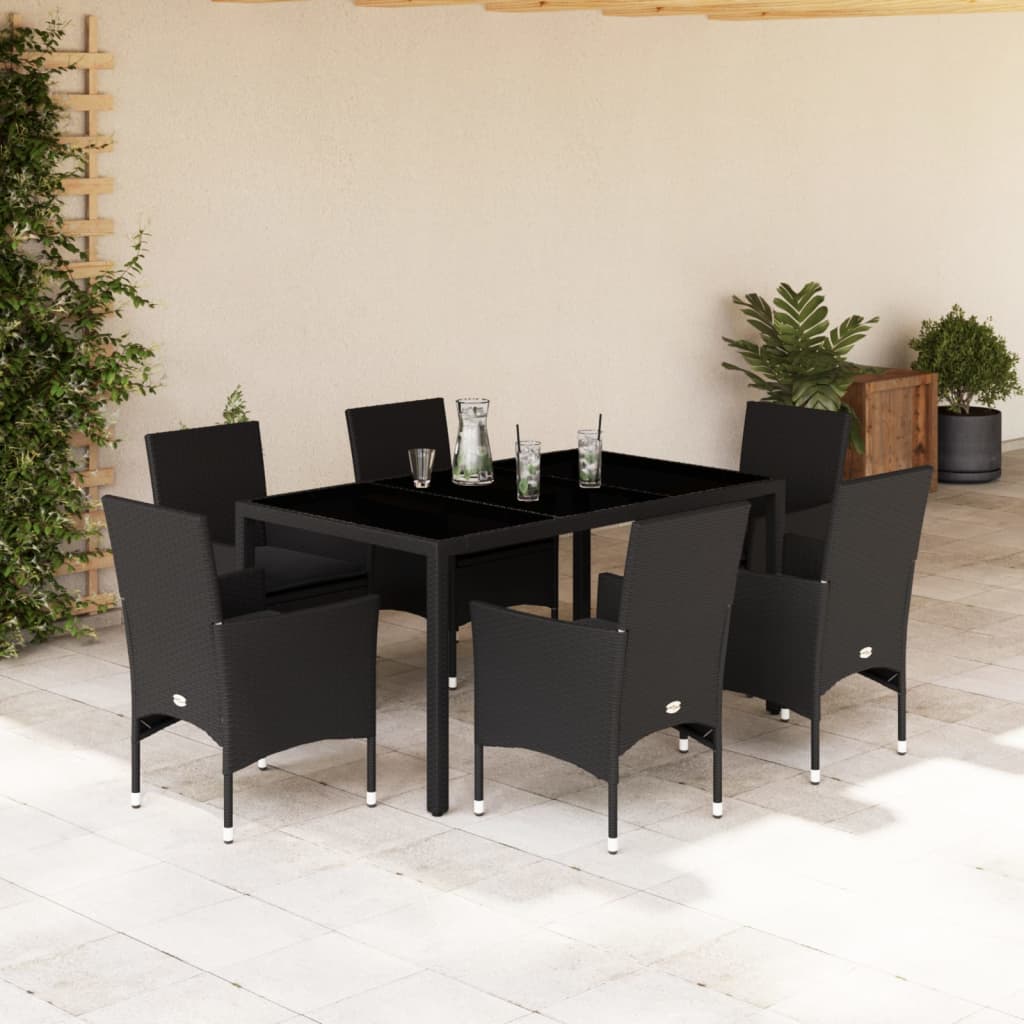 Matgrupp För Trädgården Med Dynor 7 Delar Konstrotting&amp;Glas
