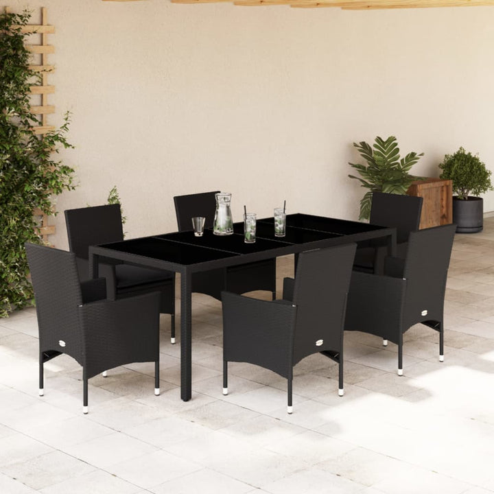Matgrupp För Trädgården Med Dynor 7 Delar Konstrotting&amp;Glas
