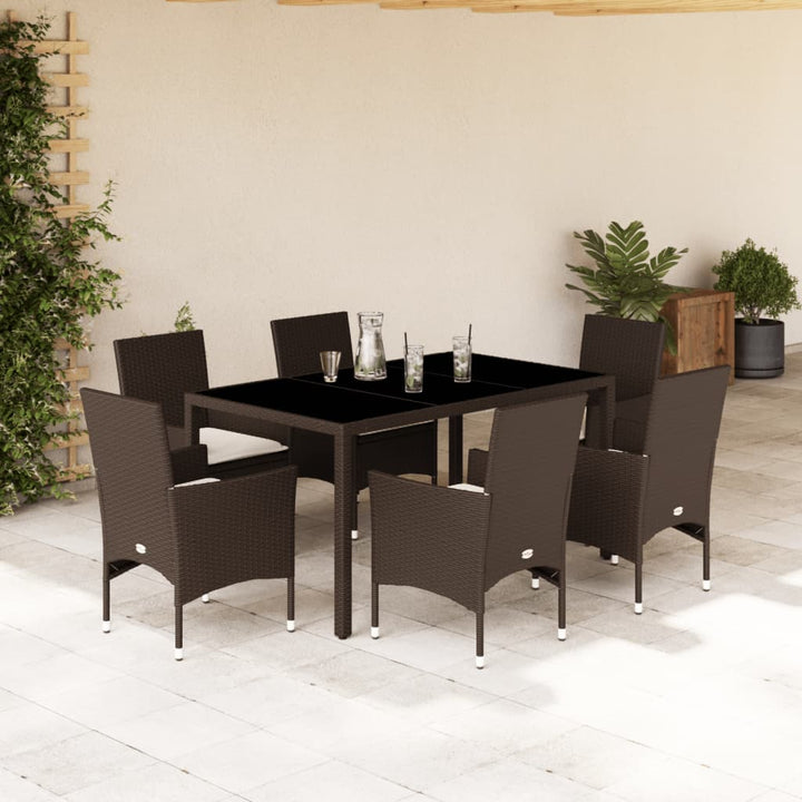 Matgrupp För Trädgården Med Dynor 7 Delar Konstrotting&amp;Glas