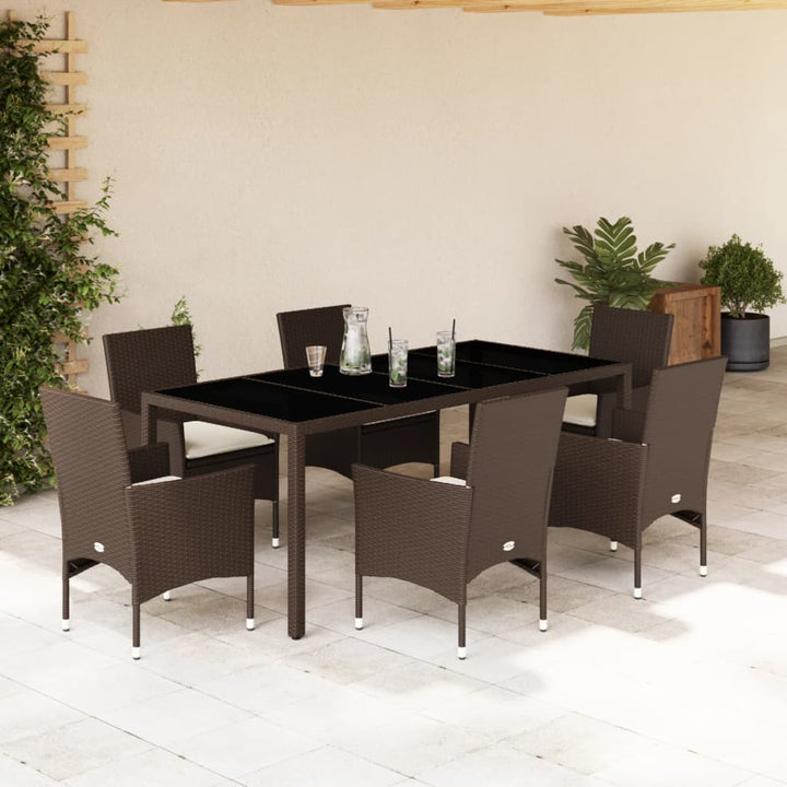 Matgrupp För Trädgården Med Dynor 7 Delar Konstrotting&amp;Glas