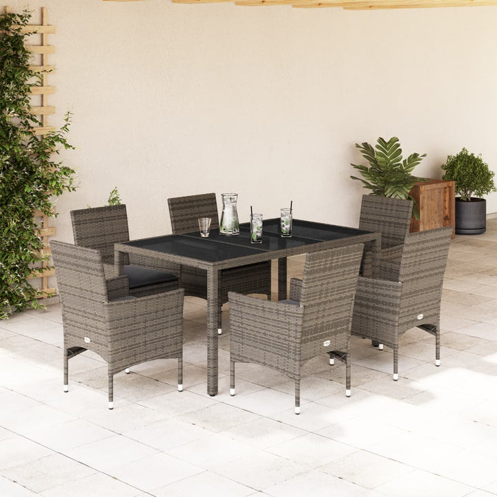 Matgrupp För Trädgården Med Dynor 7 Delar Konstrotting&amp;Glas