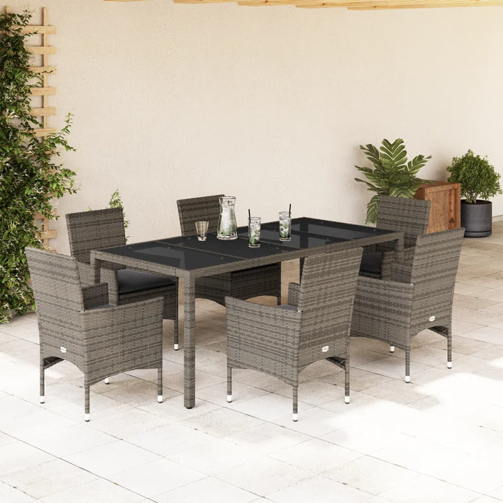 Matgrupp För Trädgården Med Dynor 7 Delar Konstrotting&amp;Glas