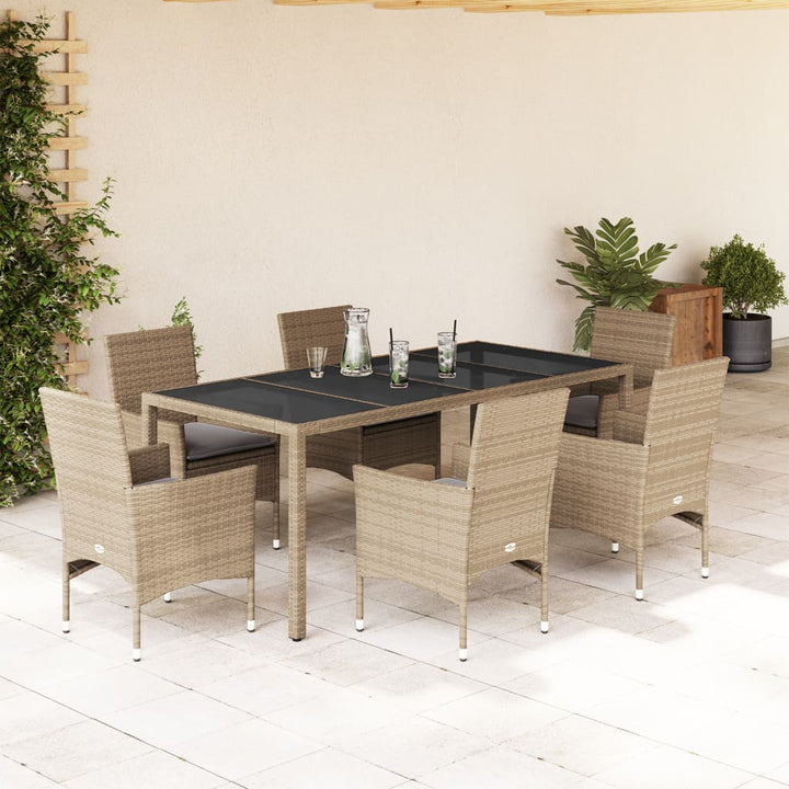 Matgrupp För Trädgården Med Dynor 7 Delar Konstrotting&amp;Glas