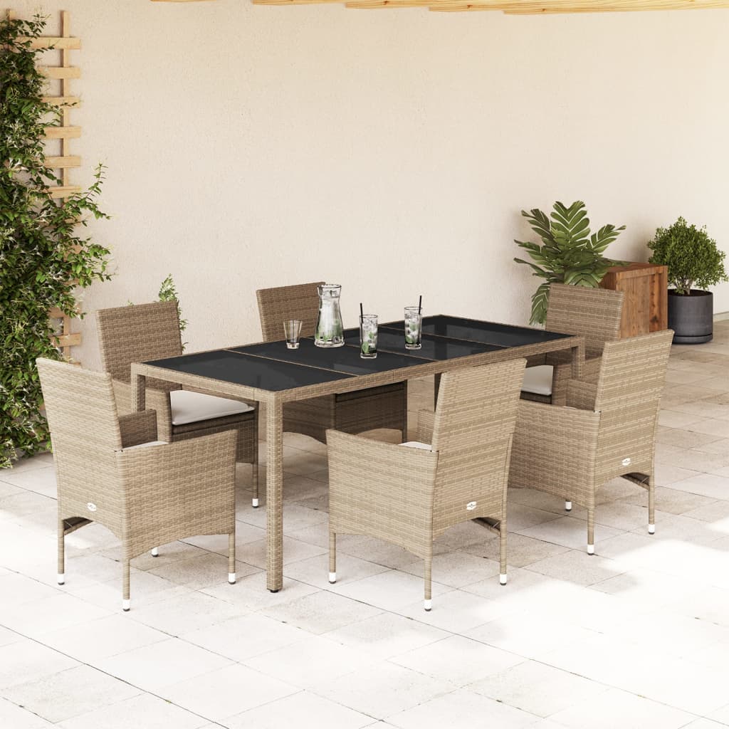Matgrupp För Trädgården Med Dynor 7 Delar Konstrotting&amp;Glas