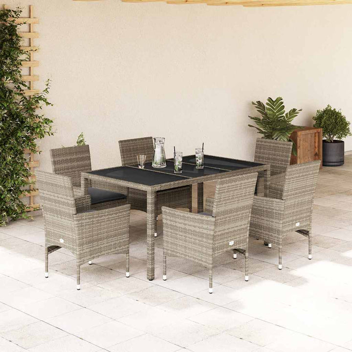 Matgrupp För Trädgården Med Dynor 7 Delar Konstrotting&amp;Glas