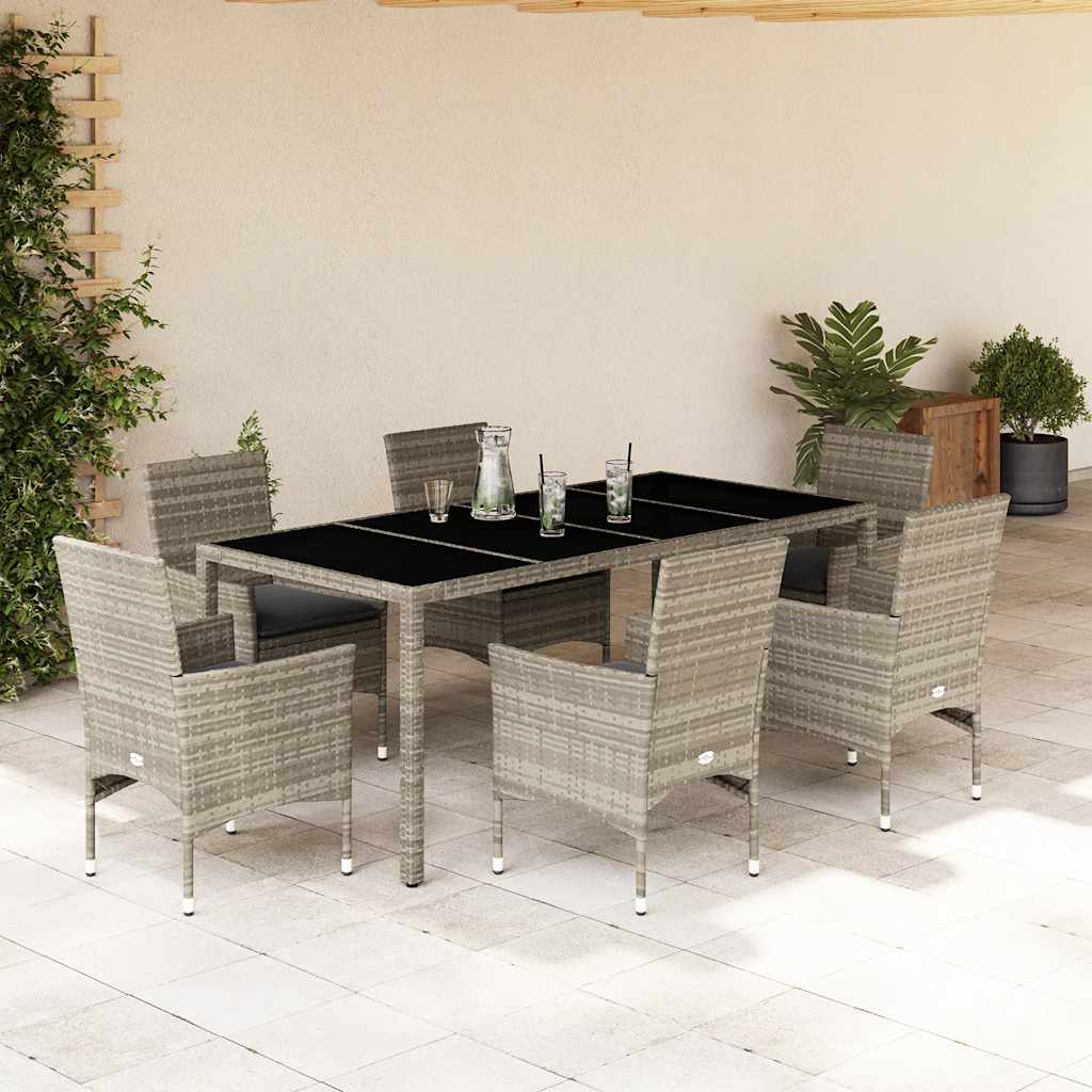 Matgrupp För Trädgården Med Dynor 7 Delar Konstrotting&amp;Glas