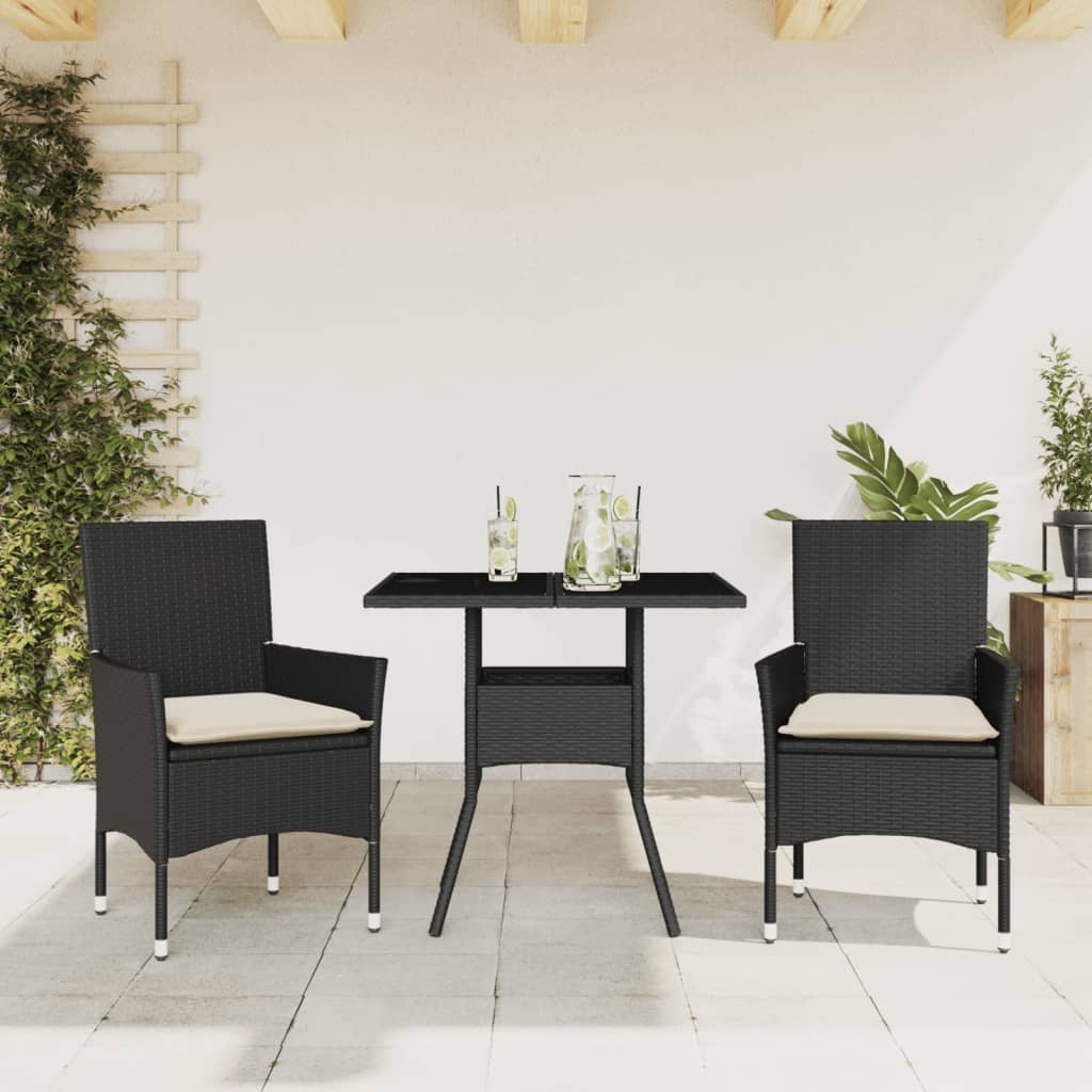 Matgrupp För Trädgård Med Dynor 3 Delar Beige Konstrotting&amp;Glas
