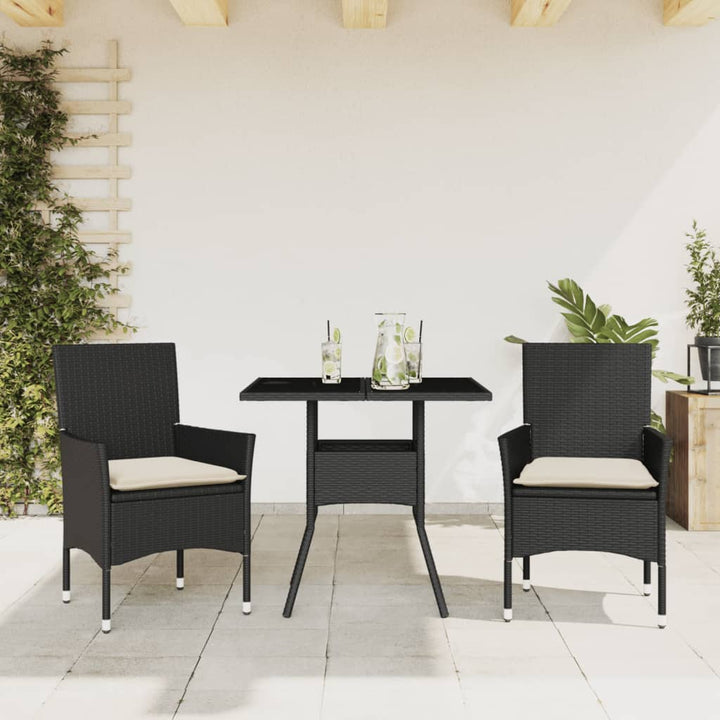 Matgrupp För Trädgård Med Dynor 3 Delar Beige Konstrotting&amp;Glas
