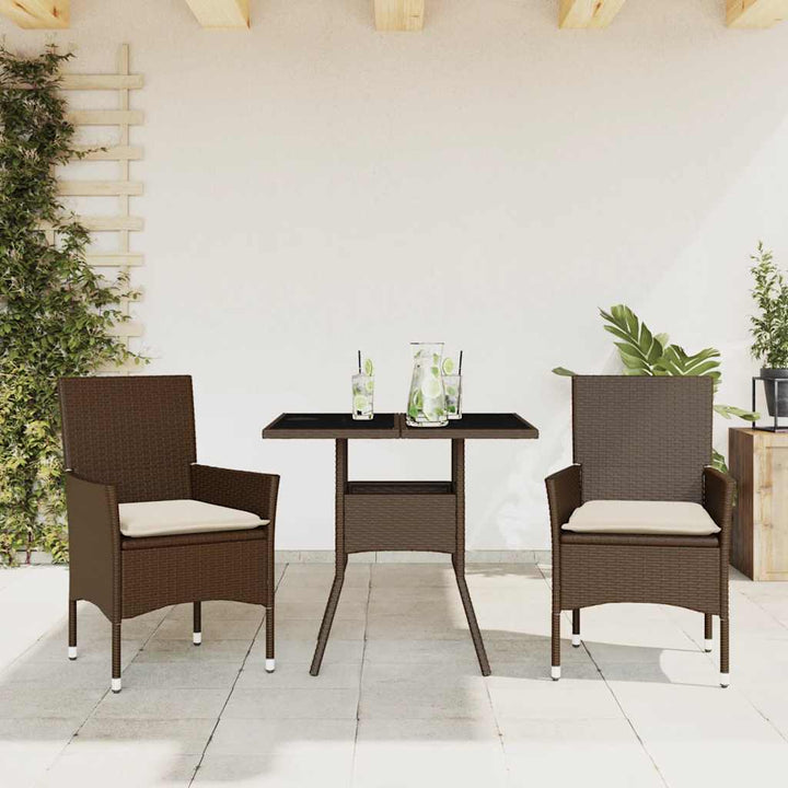 Matgrupp För Trädgård Med Dynor 3 Delar Beige Konstrotting&amp;Glas