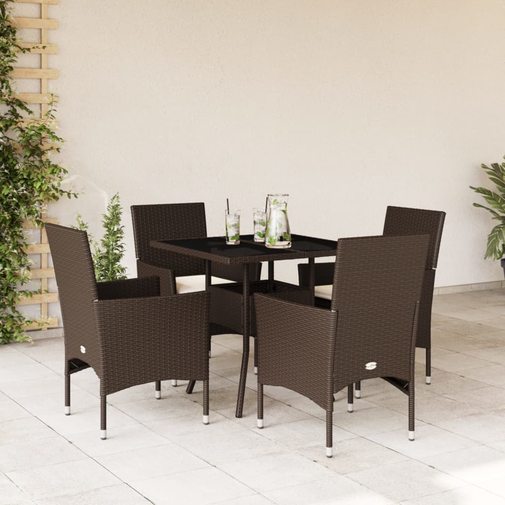 Matgrupp För Trädgård Med Dynor 3 Delar Beige Konstrotting&amp;Glas