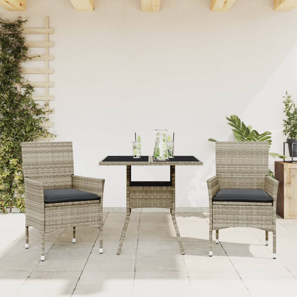 Matgrupp För Trädgård Med Dynor 3 Delar Beige Konstrotting&amp;Glas