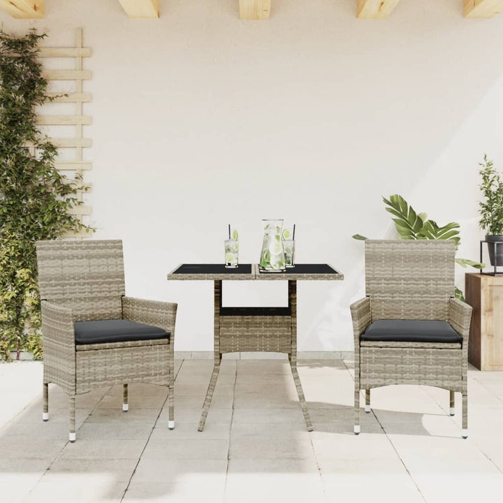 Matgrupp För Trädgård Med Dynor 3 Delar Beige Konstrotting&amp;Glas
