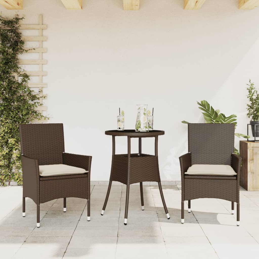 Matgrupp För Trädgården Med Dynor 3 Delar Konstrotting&amp;Glas