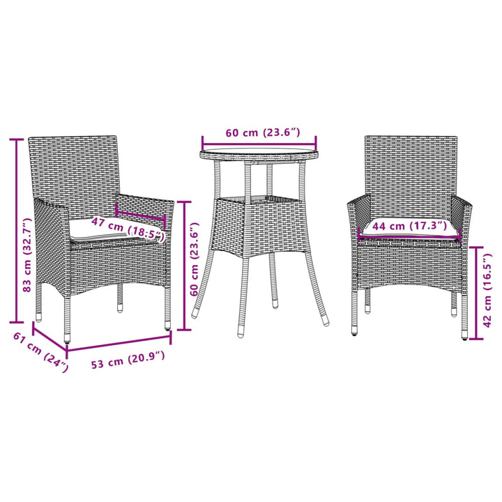 Matgrupp För Trädgården Med Dynor 3 Delar Konstrotting&amp;Glas